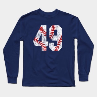 Vintage #49 Baseball Laces Baseball Mom Jersey Love Baseball Long Sleeve T-Shirt